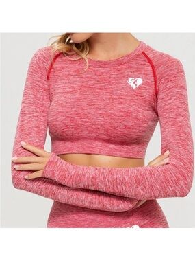 Women’s Best Women's Seamless Long Sleeve Crop Top Red Mari- Small